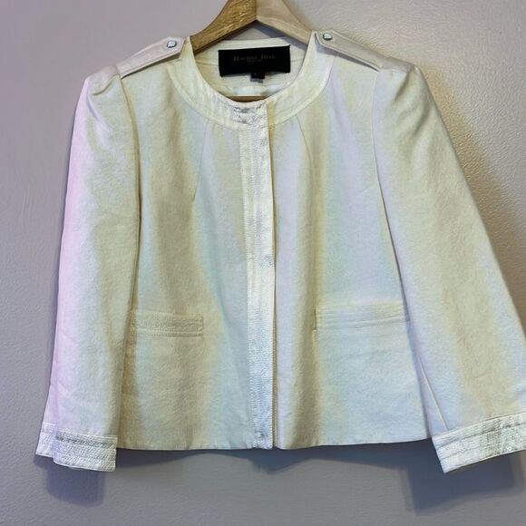 Rachel Roy Signature Vintage Silk Wool Jacket Blazer Zip Up Ivory Women 8 Luxury - Picture 1 of 9